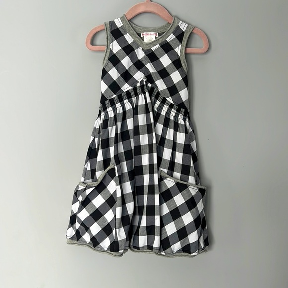 Deux par Deux black & white checked Girls Dress Size 4 - Picture 3 of 8